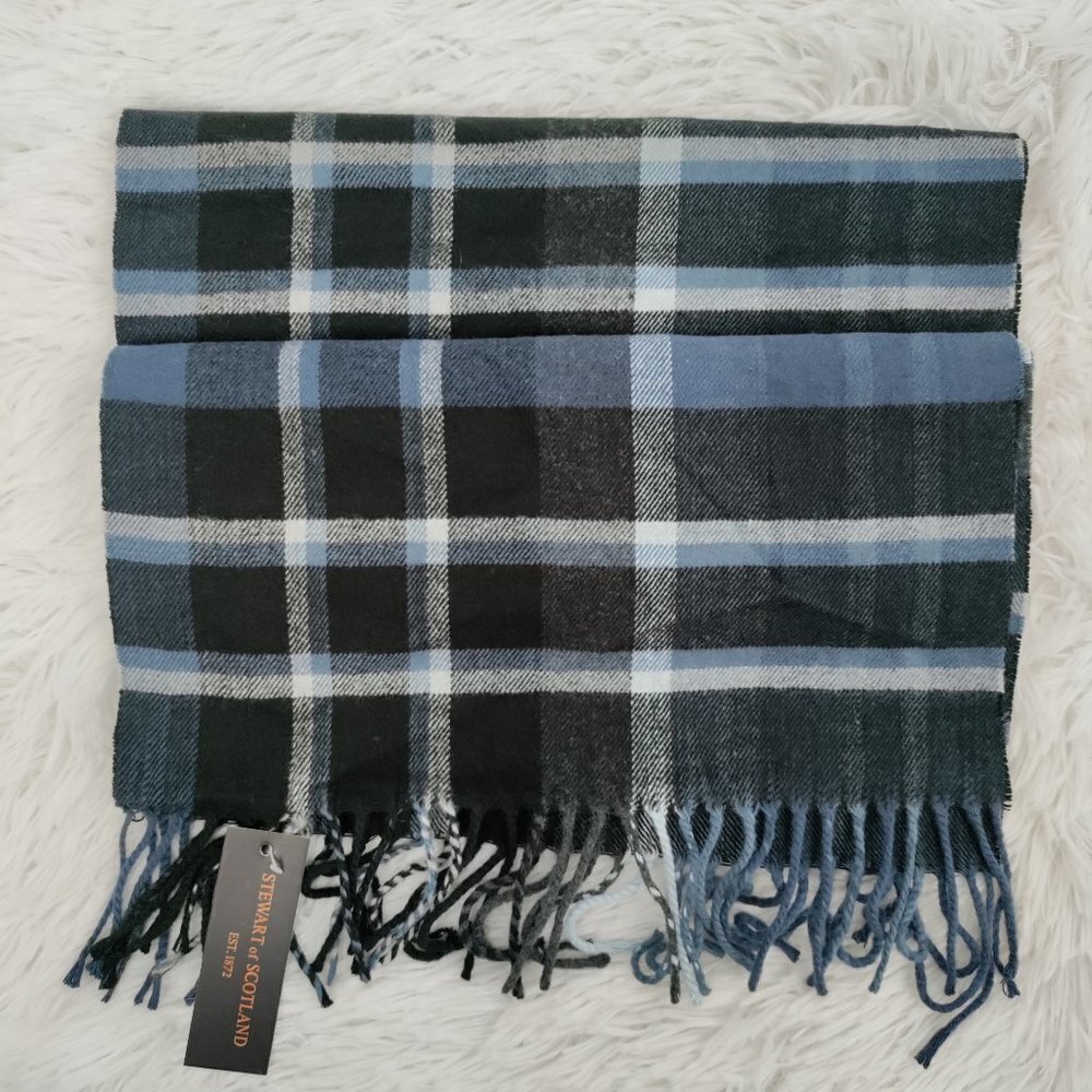 New Stewart of Scotland Plaid Solid Fringe Hem Scarves Scarf OS Women Multicolor